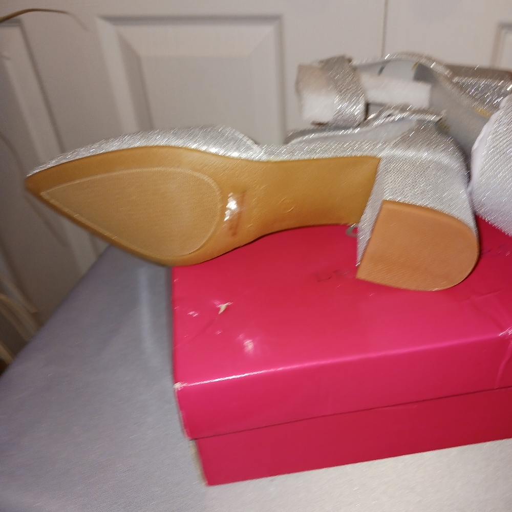 Evening Shoes Ankle Strap 7.5 Silver - Picture 3 of 4